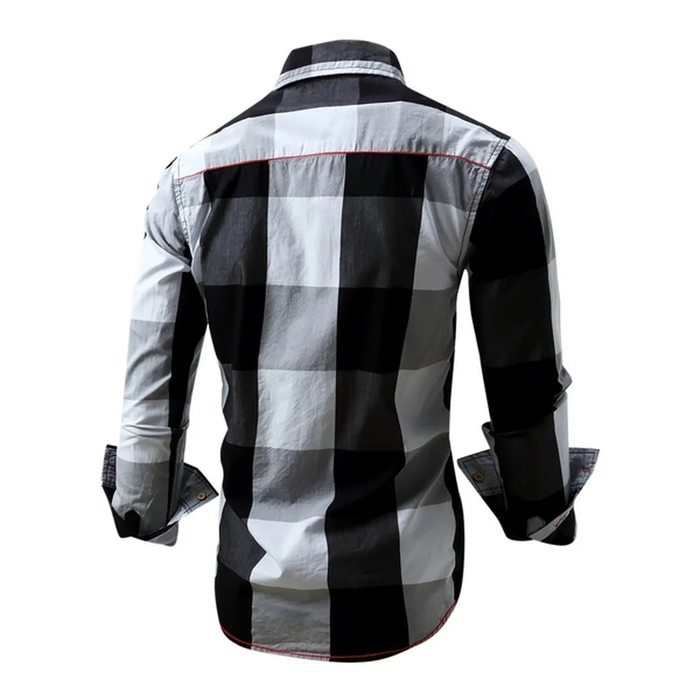 ZOGAA брендовая новая клетчатая рубашка Мужская рубашка с длинным рукавом Осень Зима облегающая одежда повседневные хлопковые рубашки размера плюс мужские топы тройники