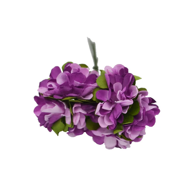 72/144 шт./лот, 3 см, искусственные бумажные хризантемы, букет цветов для свадебной вечеринки, украшения стола, скрапбукинг, венок - Цвет: purple