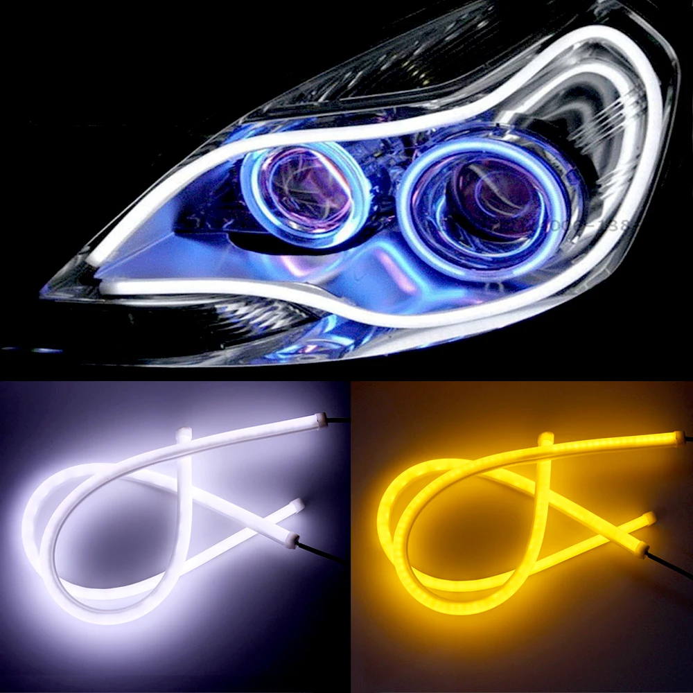 2pcs 12V Car DRL LED Daytime Running Light Flexible Tube 