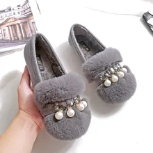 Обувь для беременных бусин украсить мокасины на плоской подошве женские зимние с искусственным мехом Сабо Женская обувь туфли из хлопка Уютные мокасины