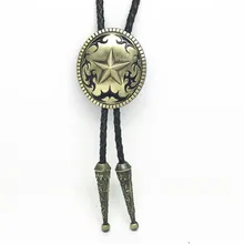 Техасский ковбойский галстук Пуаро пентаграмма зеленая трубка износостойкий сплав высококачественный кожаный галстук-бабочка