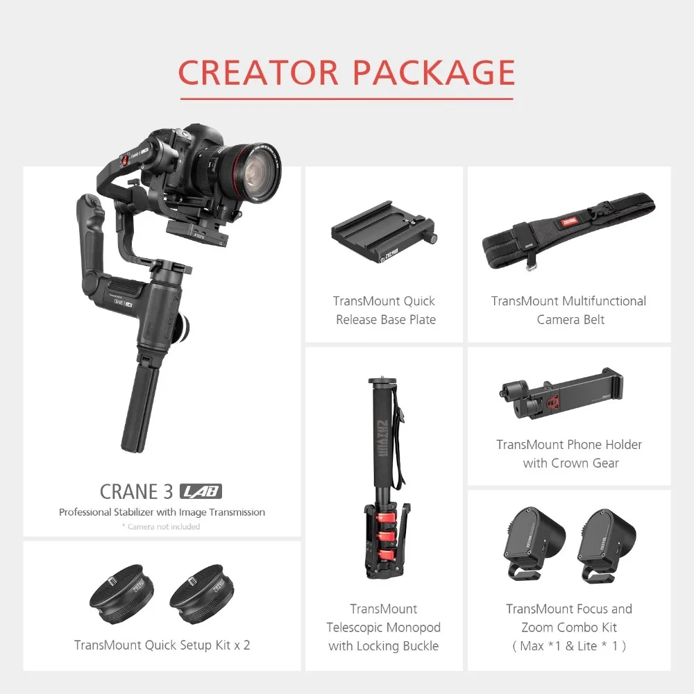 Zhiyun Crane 3 LAB осевой ручной карданный Стабилизатор камеры для sony Canon Panasonic Nikon DSLR ViaTouch