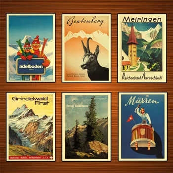 

Switzerland Berne Tourism Posters Meiringen Sightseeing Classic Wall Stickers Canvas Painting Vintage Poster Home Bar Decor Gift