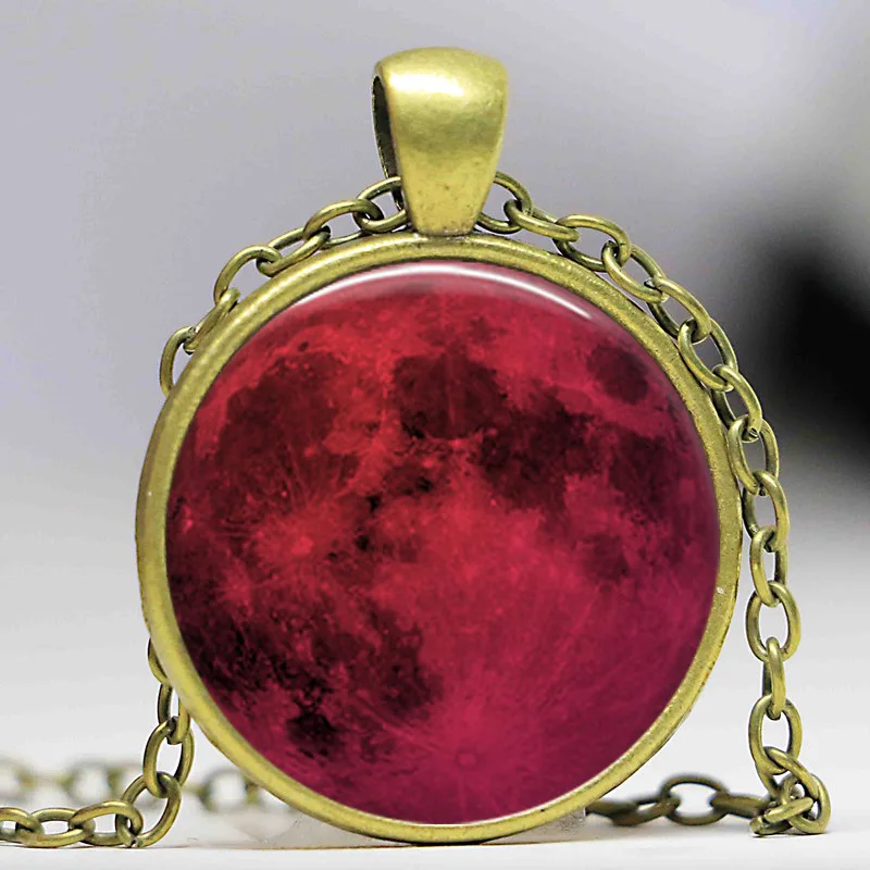 

Free shipping Full Moon Necklace,Blood Moon necklace Jewelry Lunar space necklace Space Picture Pendant necklace