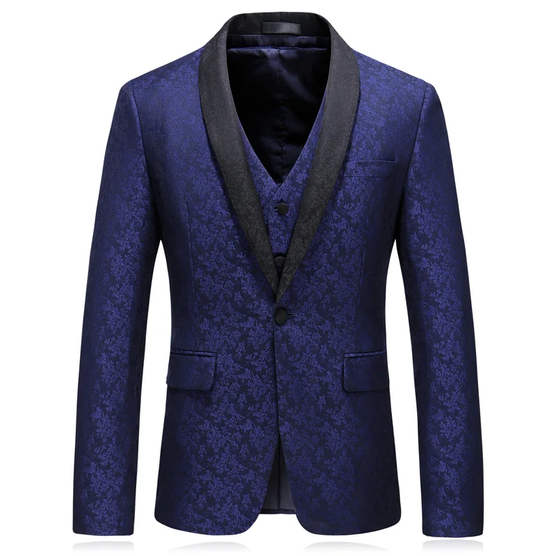 Groom male wedding dance dress grey slim tuxedo men formal business suit suit 3 pieces (jacket + trousers + vest)