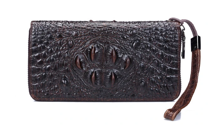 

High Quality Genuine Leather Men Wallets Male Purse Zipper Clutch Bag Men's Fashion Wallet Crocodile Pattern Man Money Clip 8005