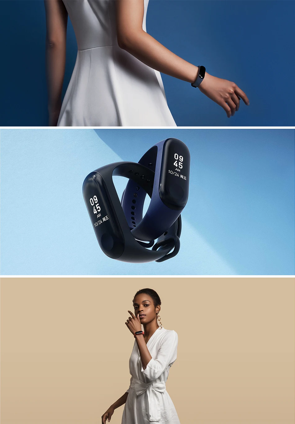 Xiaomi mi Band 2 mi Band 3 умный Браслет mi Band 3 большой сенсорный экран OLED сообщение фитнес частота сердечных сокращений смарт-браслет