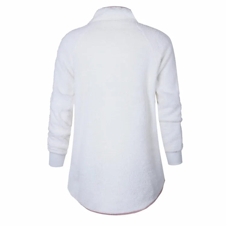 Spring, autumn and winter cotton coat stitching Mao Maorong oblique collar coat jacket sweater (5)