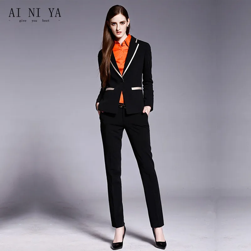 formal black pant suits for women