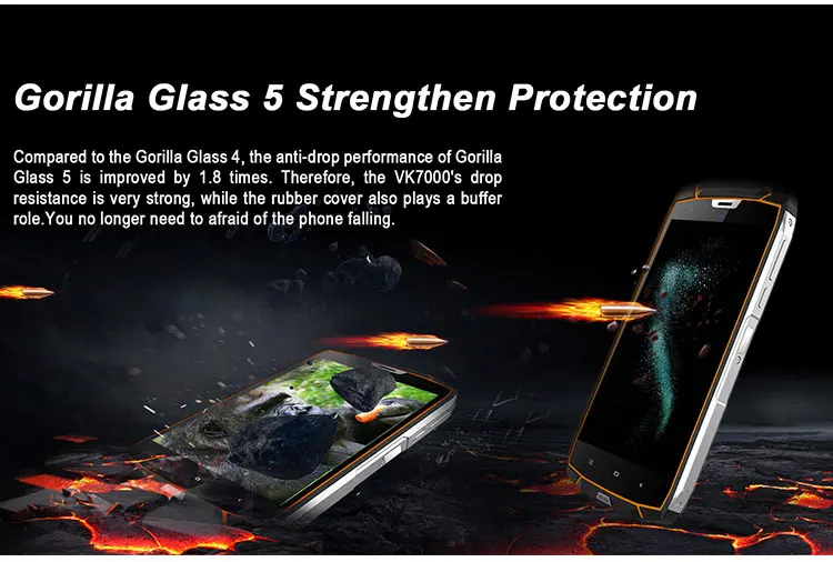 VKWORLD VK7000 4GB RAM 64GB ROM MTK6750T 1.5GHz Octa Core 5.2 Inch Incell Corning Gorilla Glass 5 HD Screen IP68 Waterproof Dual Camera Android 8.0 4G LTE Smartphone
