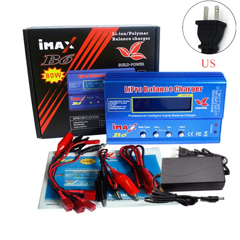 Зарядное устройство Lipro Balance charger iMAX B6 зарядное устройство Lipro Digital Balance charger+ кабели для зарядки - Цвет: b6 with US Adapter