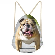 ThiKin Cute 3D Animal Pug Dog Print Drawstring Bags Casual Soft School Book Bagsfor Women Men Teen Girl Boy School Bags