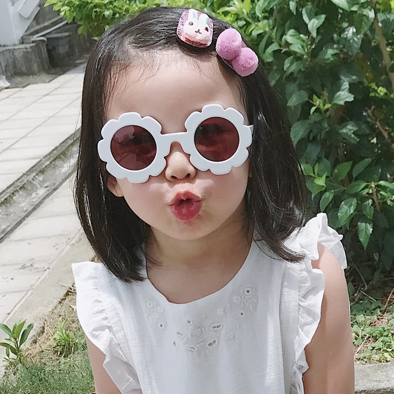 Koreanspring and summer children's sunglasses sunglasses boys and girls transparent flowers retro baby sun protection against uv