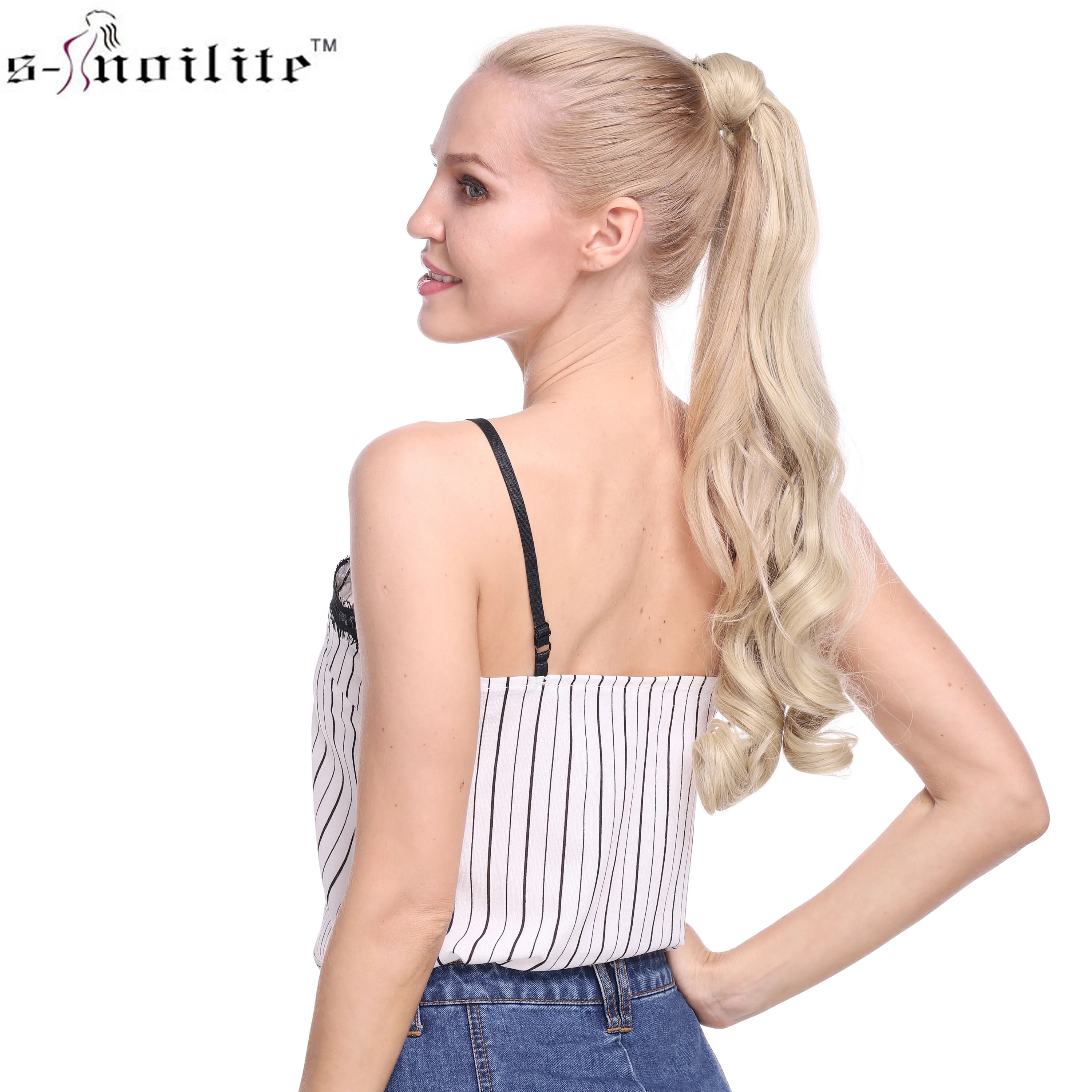 Ponytail Hairpiece SNOILITE False-Hair Wavy Clip-In Long 