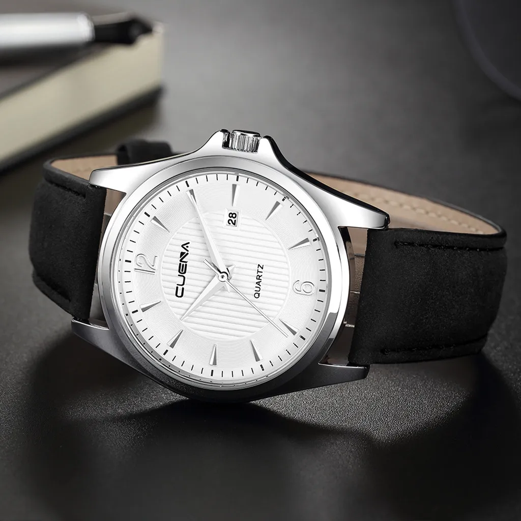 2018 Reloj мужские часы с большим циферблатом военные кварцевые кожаные спортивные