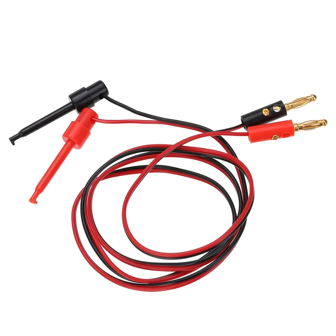 

1 Pair 4mm Gold Plated Banana Plug to Test Hook Clip Lead Cable Mayitr For Multimeter Tools