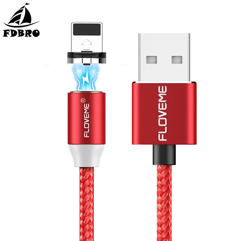 

FDBRO Phone Cable 2A 2m Charge Micro Type-C IPHONE Connector Charge Magnetic Knitted Wire For iPhone Android Samsung Portable