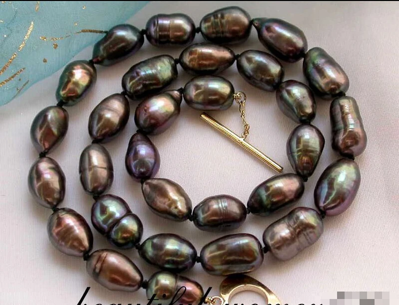 

Z2029 NICE 17" 14mm baroque black FW pearl necklace (A0513)