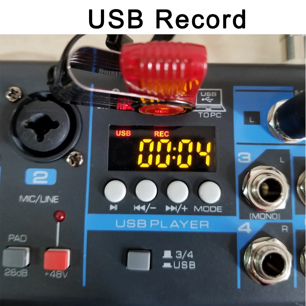 LOMOEHO AM 04 2 Mono + 1 стерео 4 канальный Bluetooth USB 48В Phantom Профессиональный DJ аудио
