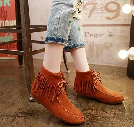 2015 nuevas mujeres de botas de cuero mate piso con botas cortas de cuero  con flecos botas planas individuales 41 43|leather free boots|leather fur  bootsboot leather types - AliExpress