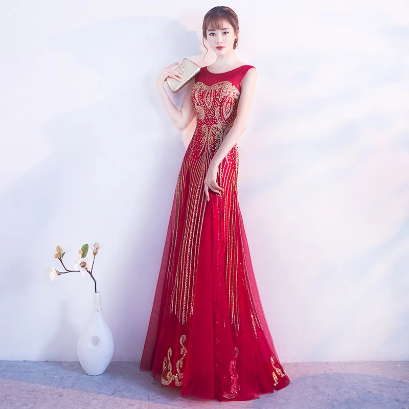 

Beauty Emily Red and golden pattern Evening Dress lace up Tulle Homecoming Dresses prom gown Vestido De Festa wedding party