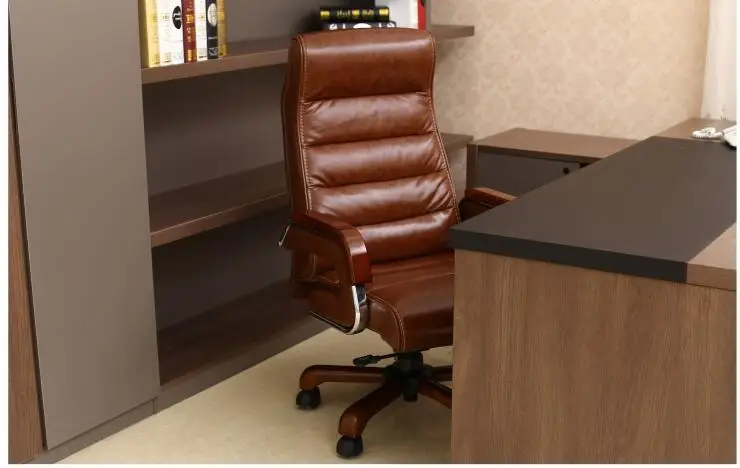Роскошный Твердый деревянный стул Офисное Кресло компьютерное кресло может лежать массаж кожи босс стул