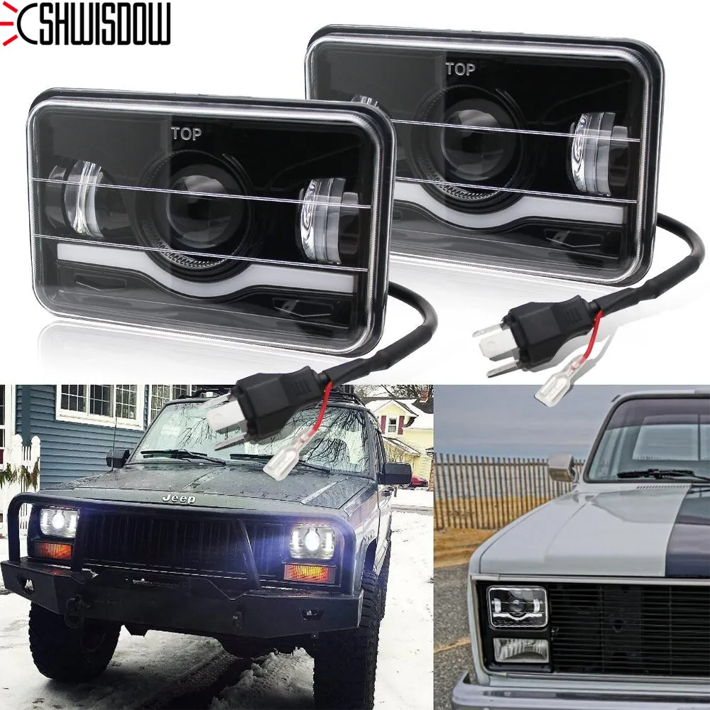 Хром 12V 24V 4x6 дюймов светодиодный головной светильник 45W морской Светодиодный луч