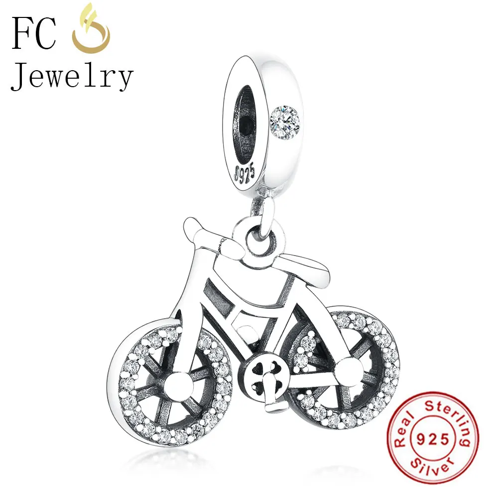 

2019 Summer Fit Original Pandora Charms Bracelet 925 Sterling Silver Brilliant Bicycle Dangle Charm For DIY Jewelry Making Gifts