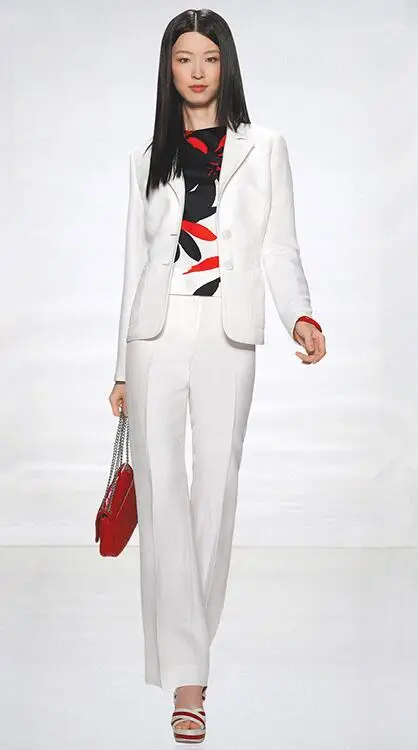 

Winter White Women Business Suits With Pants+Jacket Fashion Ladies Work Office Uniforms Formal 2 Piece Sets Female Trouser Suits