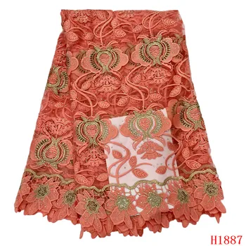 

Cord Lace Fabric High Quality Orange Color African Lace Fabrics Latest Nigerian Lace Fabrics HJ1887-1