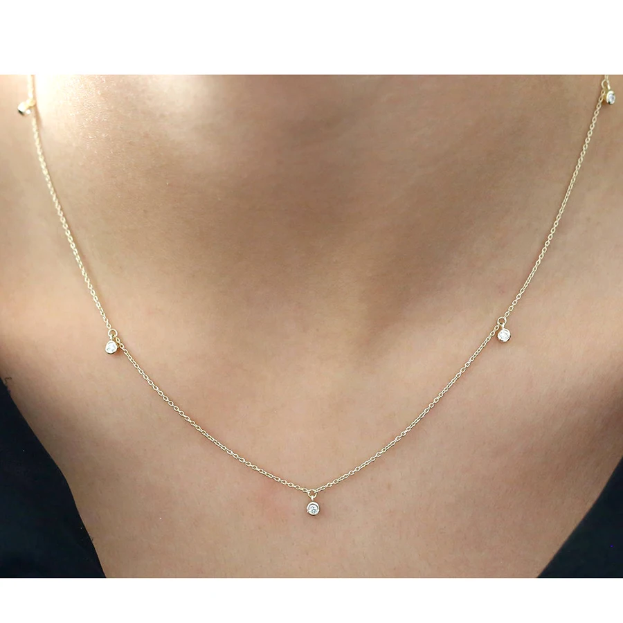 Женская подвеска из моиссанита 5 шт. 14 K желтое белое золото DF цвет 4 0 мм|pendant chain