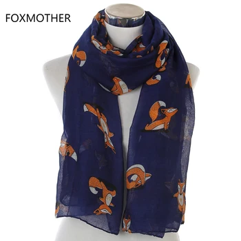 

Free Shipping 2018 New Design Women Fashionable Lightweight Grey Navy Color Fox Long Scarf Wraps For Womens Ladies Gifts