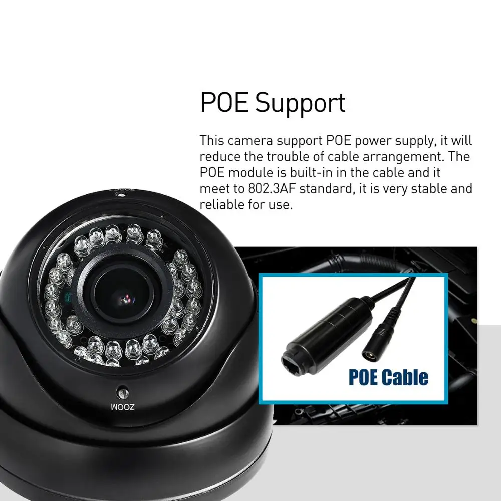 H.265 POE Водонепроницаемая 1080P 2 8 12 мм зум ip камера 2.0MP 36 LED наружная безопасности ONVIF