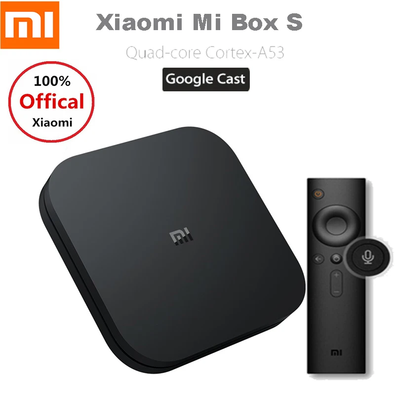 Xiaomi Mi Box S умные телевизоры Box Android 8,1 4 ядра 2 ГБ + 8 2,4 г/5,8 Г Wi Fi BT4.2 Media Player Поддержка Google помощник удаленного