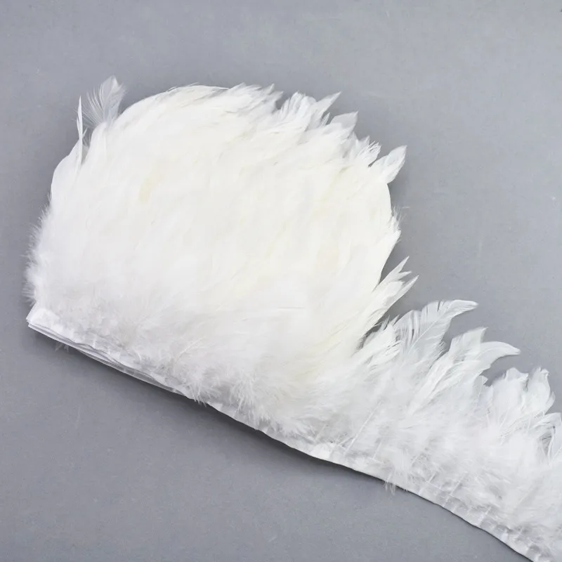 Лидер продаж 1 метр качество курица с перьями из хвоста петуха планки ленты 10-15 см полоса для платья юбка праздничная одежда ремесло изготовление - Цвет: White