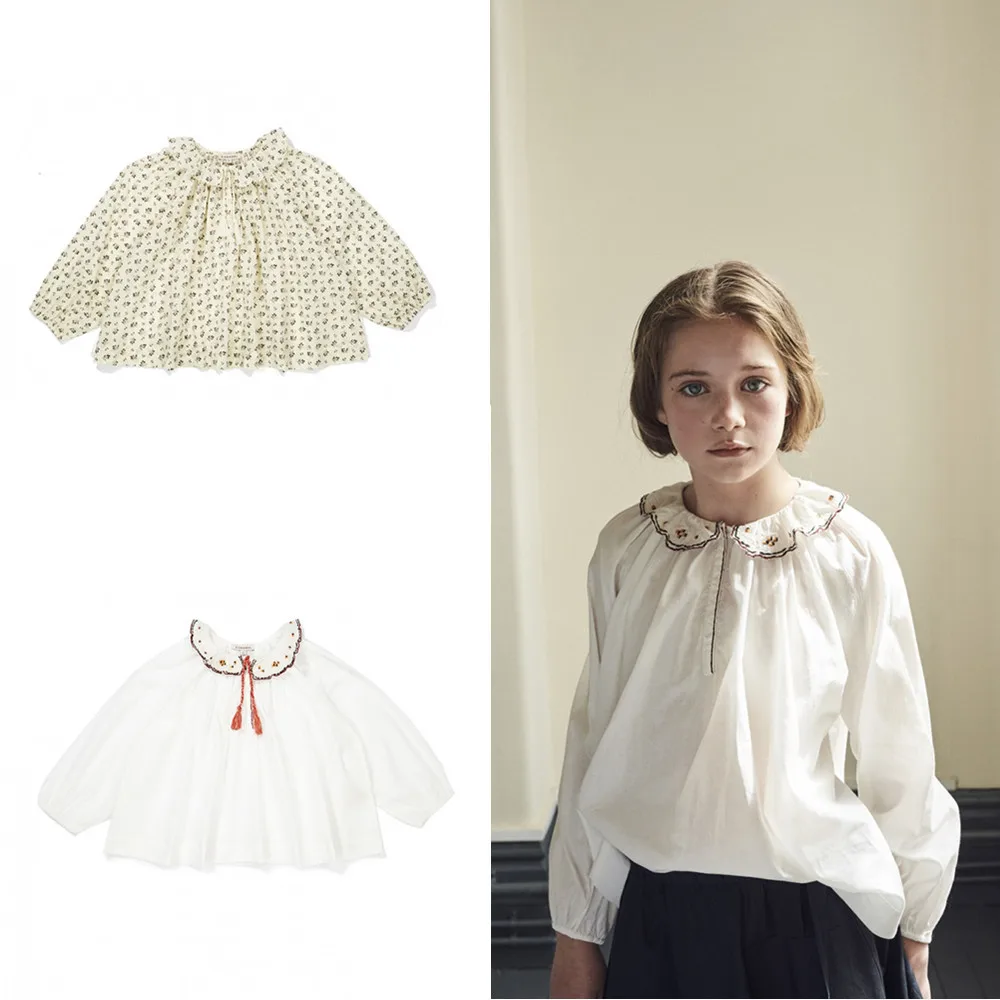 

2019 GIRLS TOPS SHIRTS LACE TO PLAID SHIRT BABY BLOUSE BABY FLORAL COTTON SHIRT GIRLS CLOTHING KIDS CLOTHES WHITE TOP