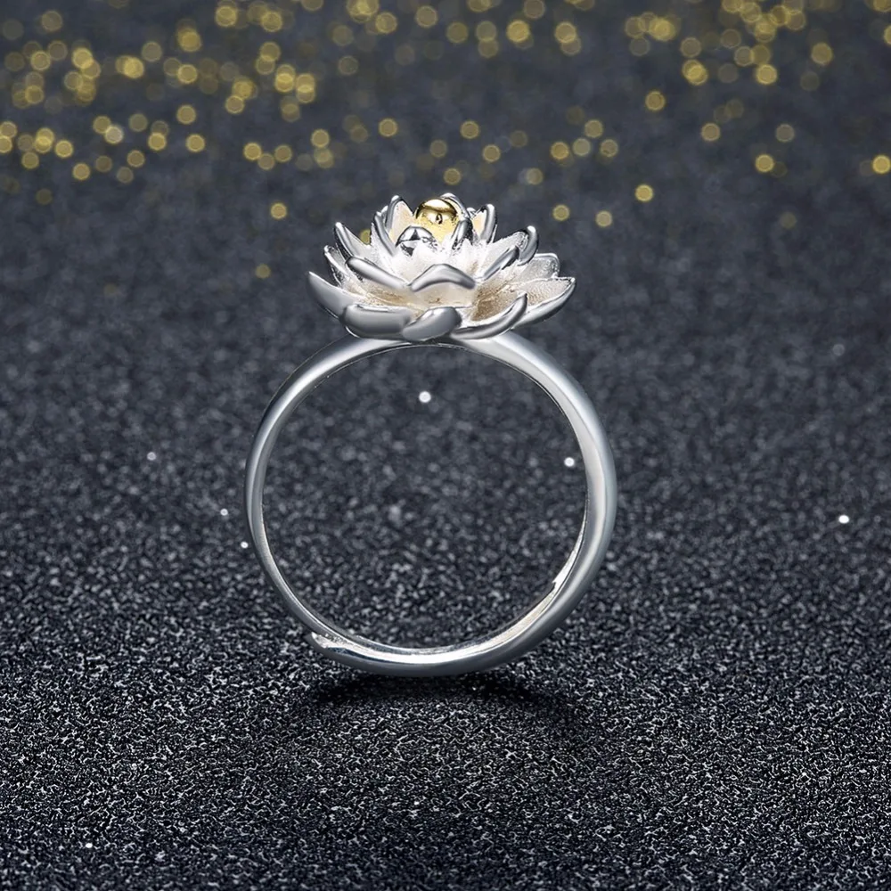 Solid 925 Sterling Silver Jewelry Flower Shape Adjustable Rings For Women New (JewelOra RI102182)