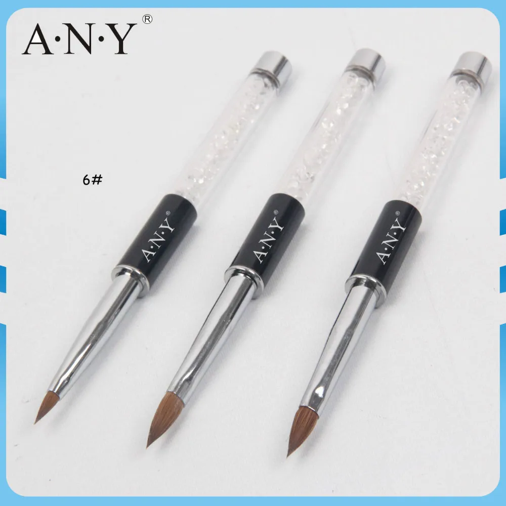

Free Shipping High Quality ANY Metal Acrylic Handle Kolinsky Oval 3D Nail Brush 6# Single Piece