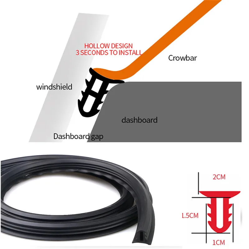 Резиновые уплотнения для лобового стекла автомобиля, уплотнительные полоски для приборной панели, уплотнительная прокладка, звукоизоляция, уплотнение, универсальные внутренние аксессуары