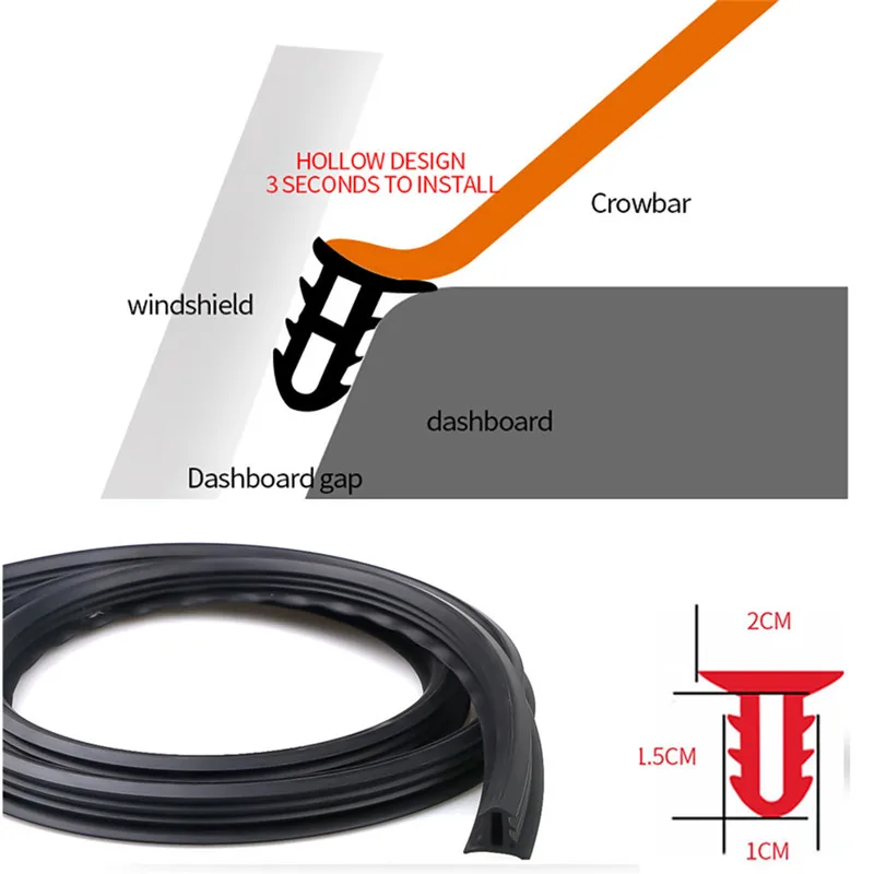 Car Windshield Rubber Seals Dashboard Sealing Strips Weatherstrip Sound Insulation Universal Interior Accesses | Автомобили и
