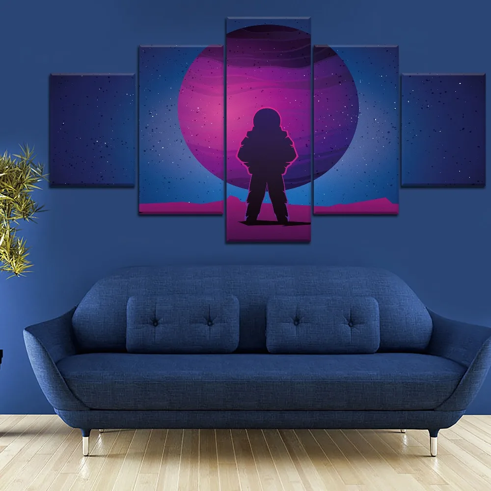 

5 Panel cosmonaut Space landscape Canvas Printed Painting For Living Room Wall Decor HD Picture Artworks Poster4