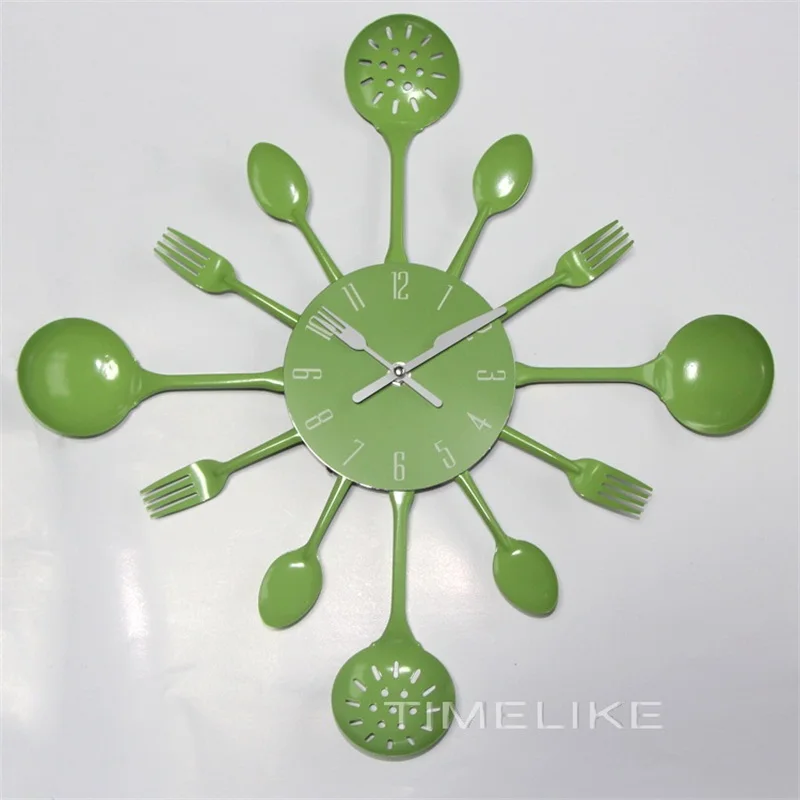 

16 Inch Muliticolor Large Size Kitchen Wall Clock Fork Spoon Metal Wall Clock Special Gift Home Decoration