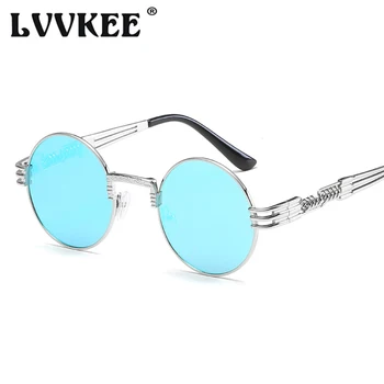 

LVVKEE Classic Gothic Steampunk Sunglasses Men Women vintage Brand Designer Round Sun glasses Male UV400 Shades Gafas de sol