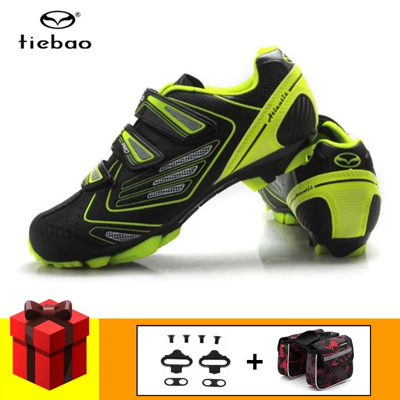 Tiebao sapatilha ciclismo mtb велосипедная обувь для мужчин добавить педаль SPD набор горный велосипед кроссовки для женщин нейлон-стекловолокно спортивная обувь - Цвет: add cleats and bag