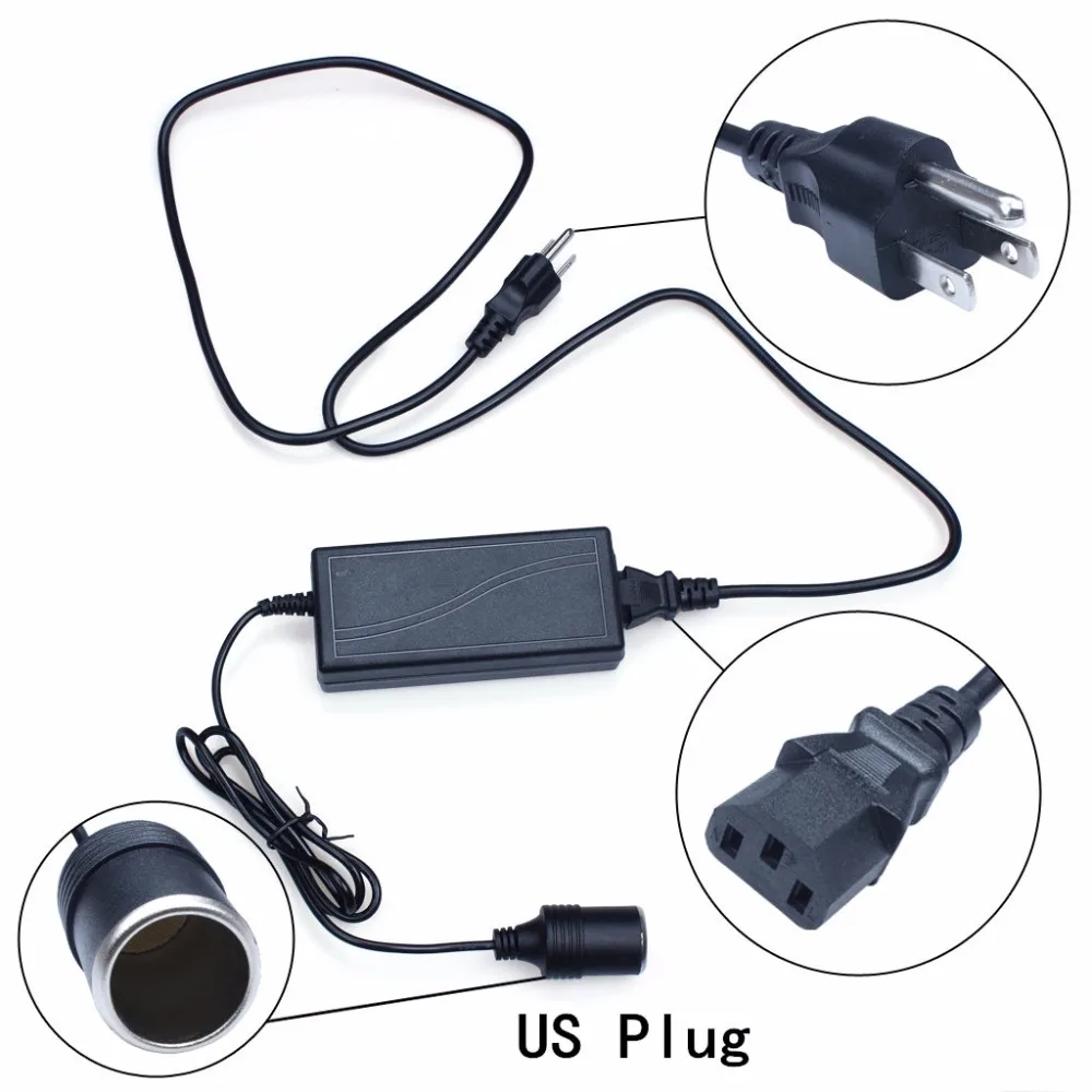 AC 220V To DC Car Cigarette Lighter Power Converter Adapter Inverter