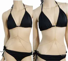 Кроссовер Тонкий Цепи Жгута Проводов Кузова-Длинные Bikini Beach Ожерелье Пояс Мотаться Украшения Для Тела Панк-Рок Броня Кейдж Золото серебро