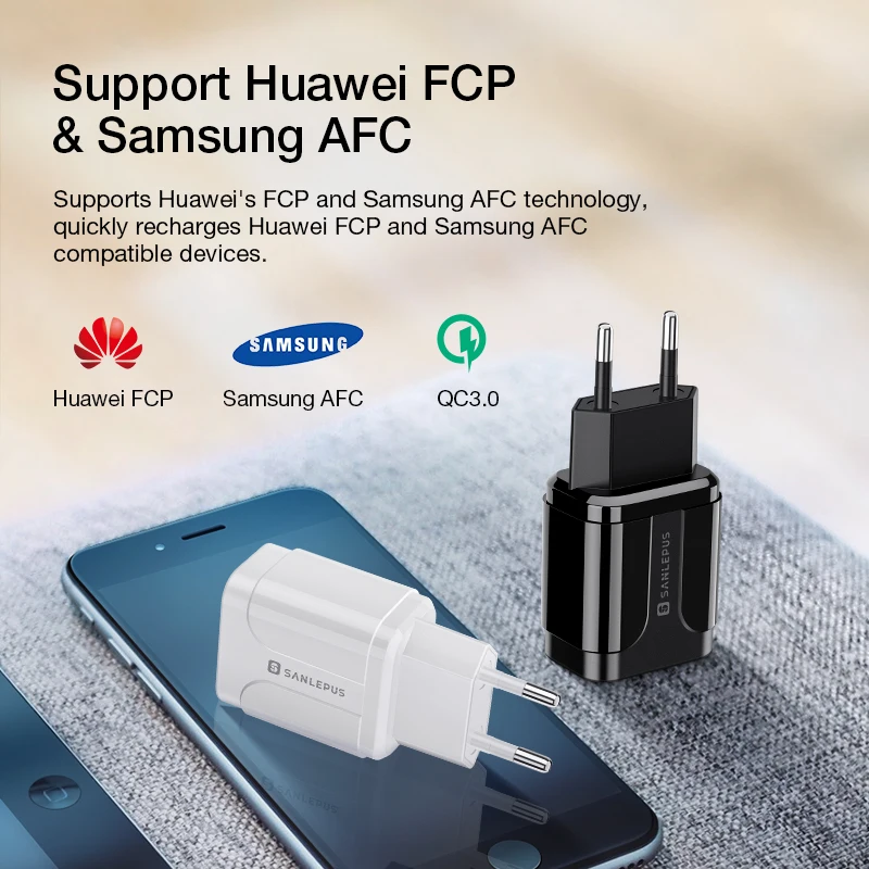 SANLEPUS 18 Вт USB зарядное устройство Быстрая зарядка 3 0 быстрая стена мобильный