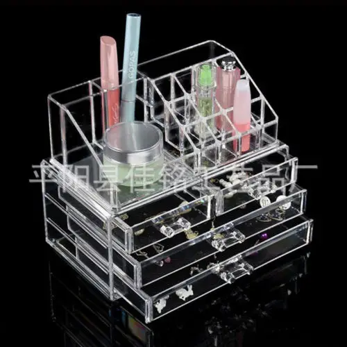

4 Drawer Clear Acrylic Cosmetic Organizer Makeup Case Jewelry Storage Holder Box