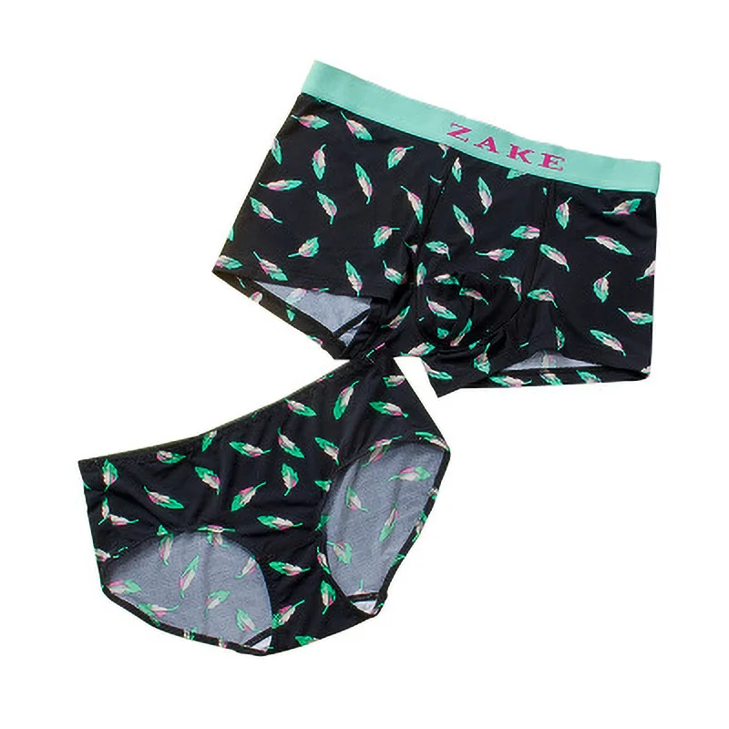 

Summer COOL Couple Underwear Set Printing High Quality Mens Boxer Shorts Men Middle Waist Women's Panties Lovers Underpants