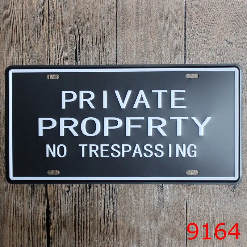 PRIVATE PROPFRTY Tin Sign Metal License Plate Antique Painting Pub DECOR Coffee Shop Decor | Дом и сад